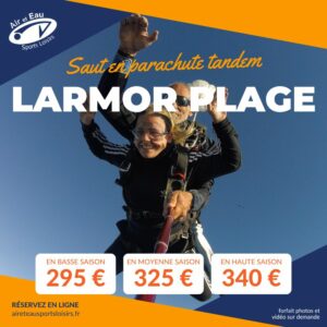 Sauter parachute à Larmor Plage, réserver saut tandem parachute Lorient